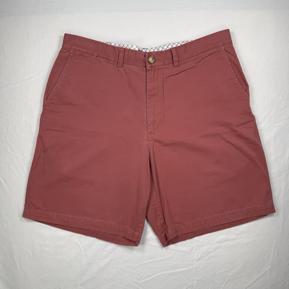 John Ashford Men's Shorts Size 36 Salmon Pink Cotton Flat Front Casual Chino
